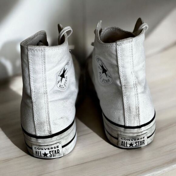 Converse White Chuck Taylor All Stars High Top Platform Sneakers Size 9.5 - Picture 5 of 11